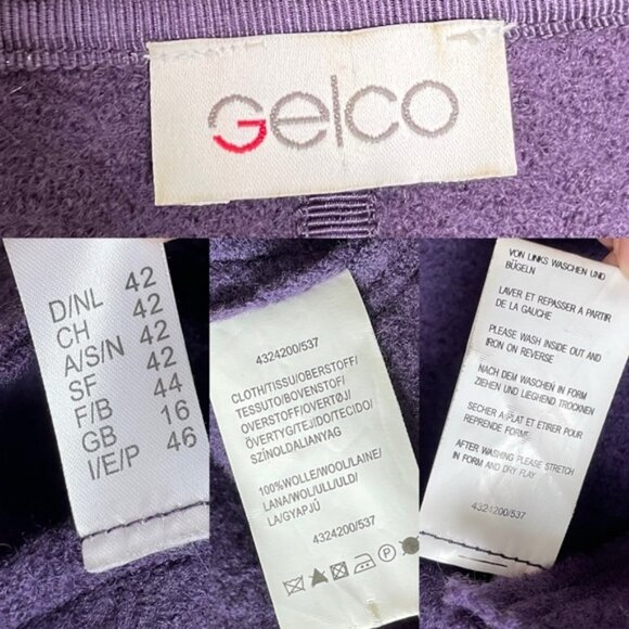 GELCO Vintage Wool Button Front Cropped Jacket Purple 16 UK - Picture 12 of 12